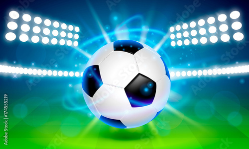 Soccer ball on the field. Cover background. Vector illustration