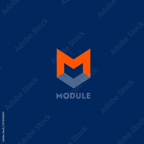 Module M monogram. letter M on a dark background