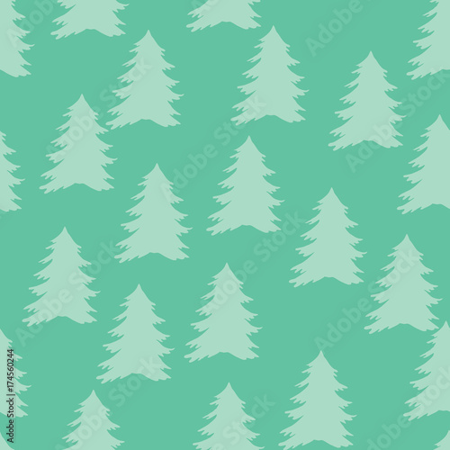 Christmas pattern with trees. Abstract winter forest. Simple background to print on fabric, paper, gift wrapping. Vector 