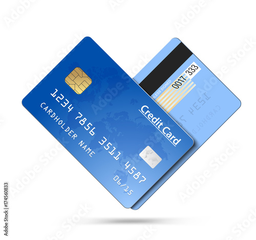 Credit cards isolated on white background. Vector illustration