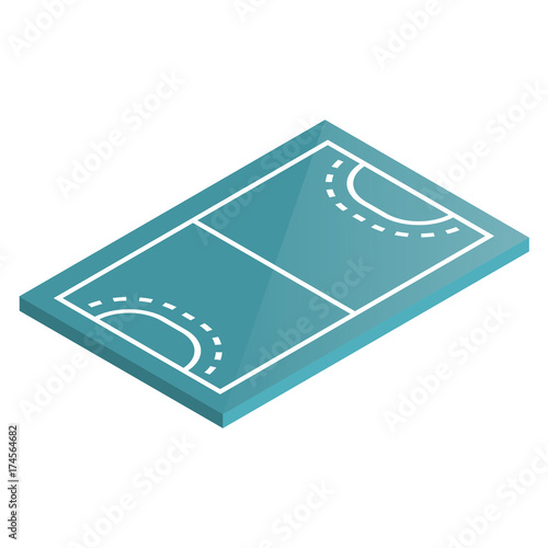 Icon playground handball in isometric, vector illustration.