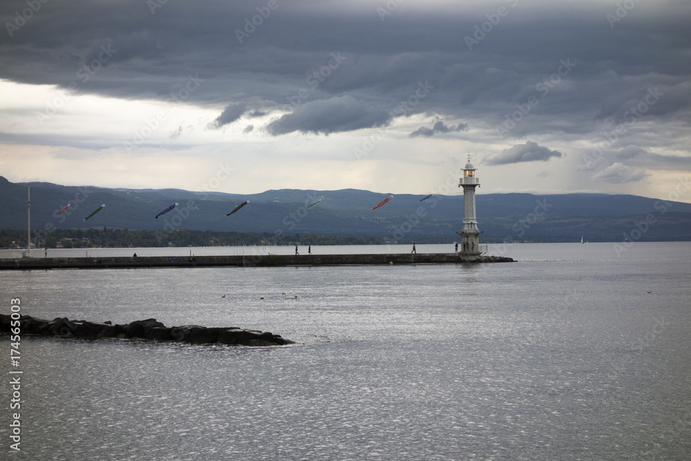 Lake leman in the city of Geneva, Switzerland Lake leman in the city of Geneva, Switzerland