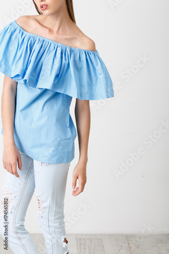 Young girl in a blue shirt