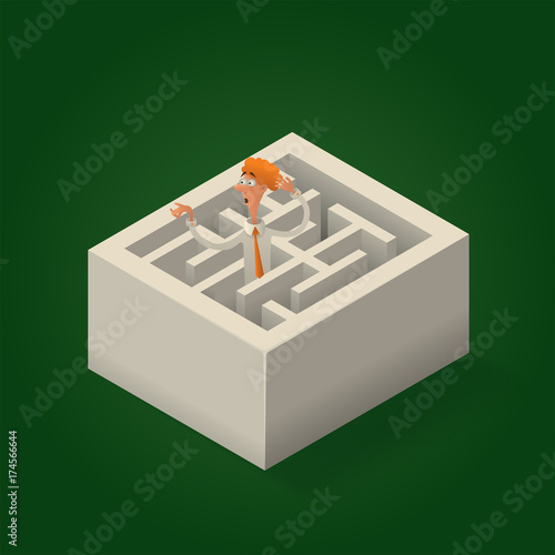 labyrinth of problems or search a decision illustration
