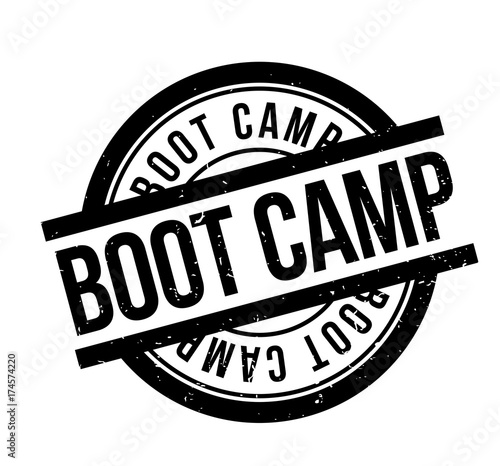 Boot Camp rubber stamp. Grunge design with dust scratches. Effects can be easily removed for a clean, crisp look. Color is easily changed.