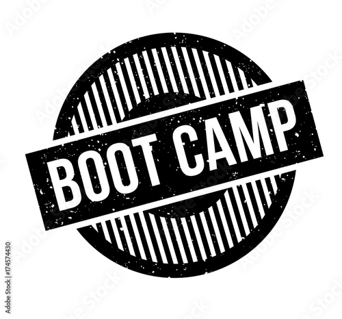 Boot Camp rubber stamp. Grunge design with dust scratches. Effects can be easily removed for a clean, crisp look. Color is easily changed.