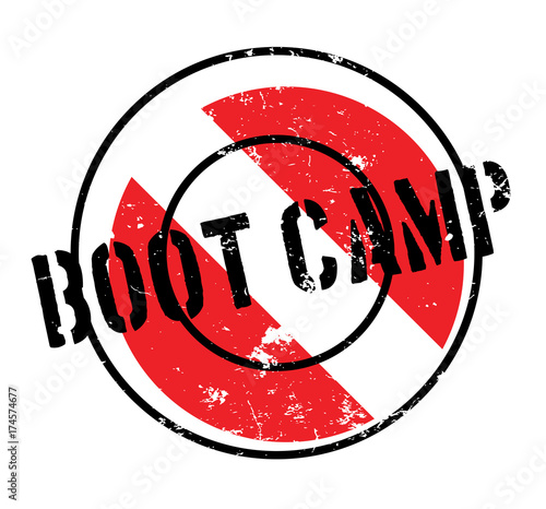 Boot Camp rubber stamp. Grunge design with dust scratches. Effects can be easily removed for a clean, crisp look. Color is easily changed.