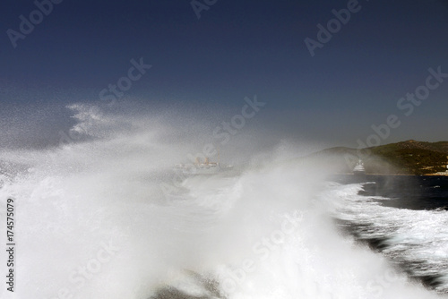 Waves by the motor boat