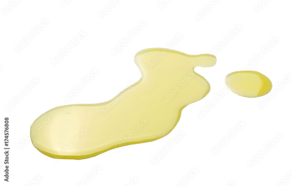 Puddle of olive oil isolated on white background and texture, with clipping path Puddle of olive oil isolated on white background and texture, with clipping path