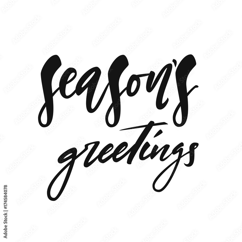 Season s Greetings - black and white hand lettering Christmas and New Year holiday calligraphy phrase isolated on the background. Brush ink typography for photo overlays, t-shirt print, poster design. Season s Greetings - black and white hand lettering Christmas and New Year holiday calligraphy phrase isolated on the background. Brush ink typography for photo overlays, t-shirt print, poster design.