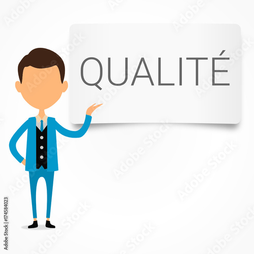 panneau qualité avec businessman en présenation