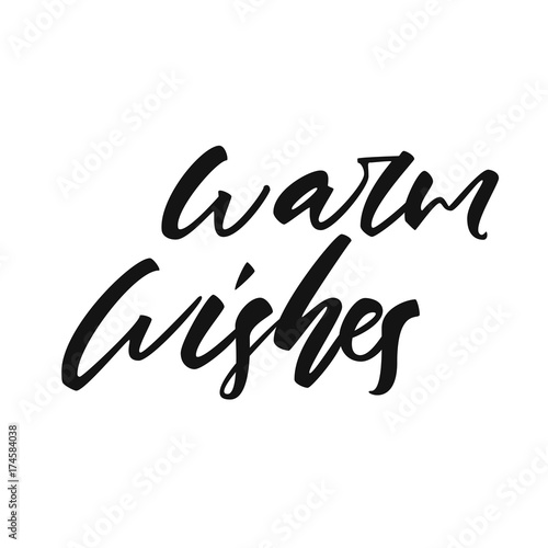 Warm wiches - black and white hand drawn lettering Christmas and New Year holiday calligraphy phrase isolated on the background. Brush ink typography for photo overlays, t-shirt print, poster design.