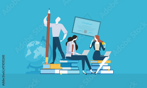 Education. Flat design vector illustration concept for web banner and advertising material.