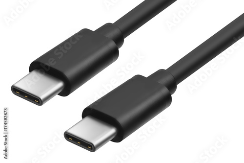 Fotografía usb-c cable 2 black and metal connectors  Type C