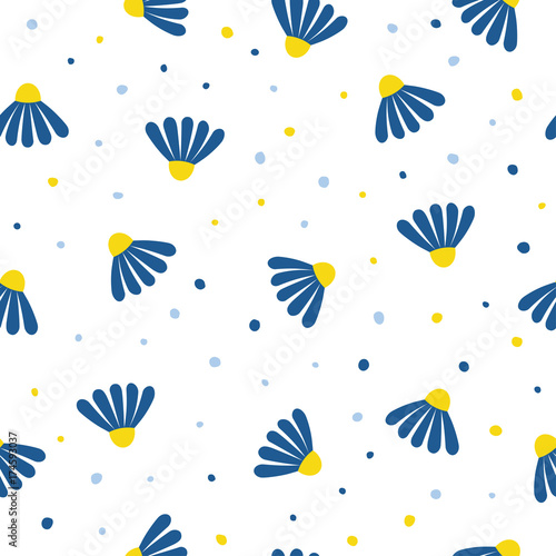 Abstract chamomile seamless pattern background. Childish handmade wallpaper cover for design card, wallpaper, album, scrapbook, holiday wrapping paper, textile fabric, bag print, t shirt etc.