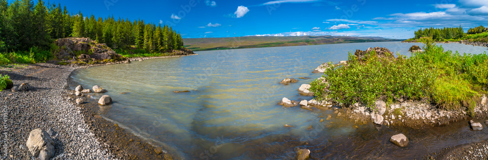 Obraz premium Panoramic view of Lagarfjot lake on Iceland