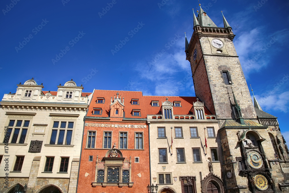 The Prague old City Hall and Astronomical clock Orloj at Old Town Square in Prague, Czech Republic