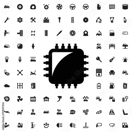 Chip tuning icon. set of filled car service icons.