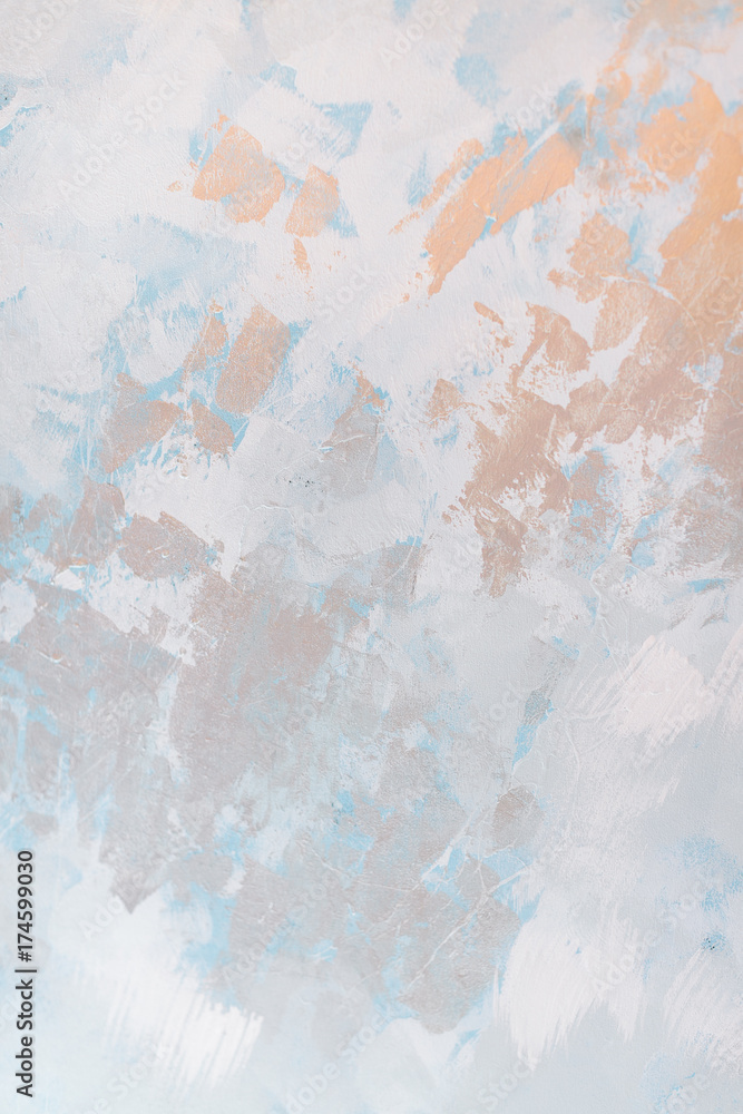 free space, design, abstract concept. background in light pastel shades with abstract painting, there are brushstrokes of different color on the textured surface