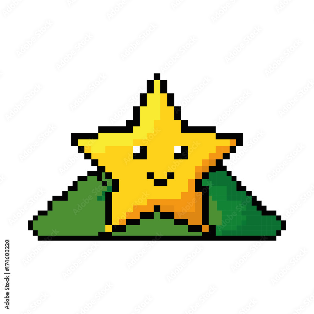 pixelated star with bush pixelated star with bush