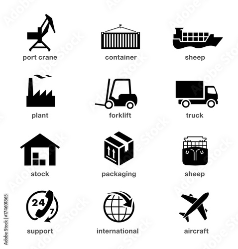 Set of logistics icons. Vector elements.  It can be used in the design for websites, infographic, catalogs, brochures, etc.