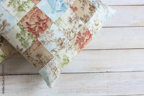 Wallpaper Mural coziness, comfort , home concept. magnificent handicrafted pillow sack square symmetry have ornament of plants, buildings, vases in different color schemes Torontodigital.ca