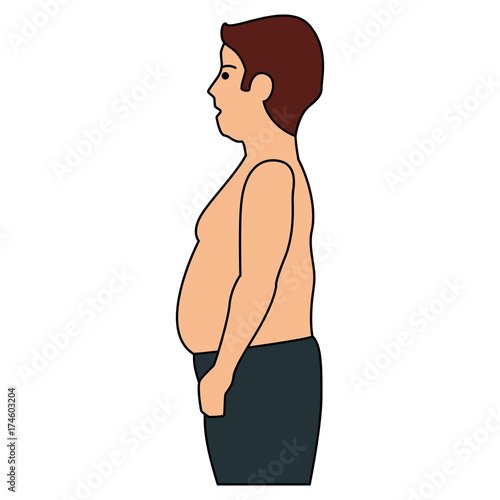 obese man without a shirt