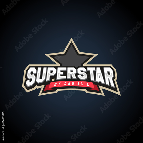 Superstar power full typography, t-shirt graphics, vectors. Awesome sport retro text emblem