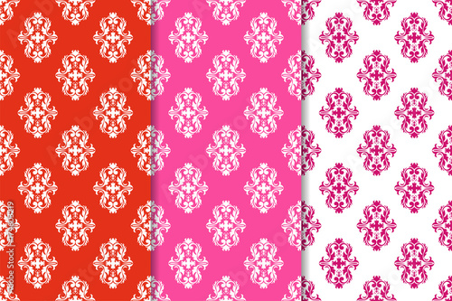 Wallpaper Mural Set of floral ornaments. Red vertical seamless patterns Torontodigital.ca