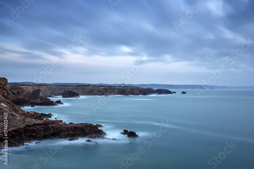 Dramatic landscape of the sea before storm in Sagres Portugal © sergojpg