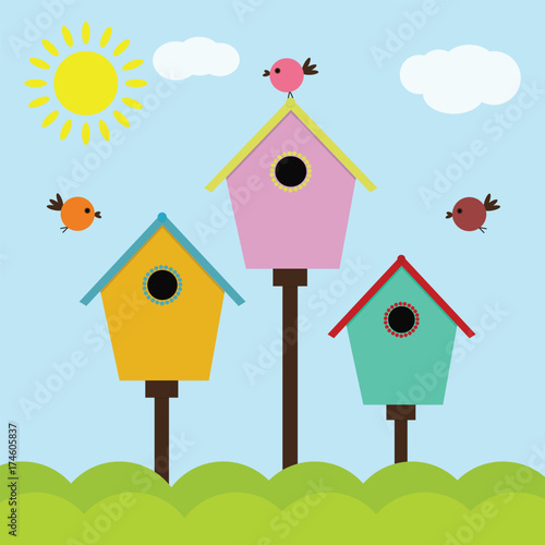 Fotografija colorful cartoon birdhouses