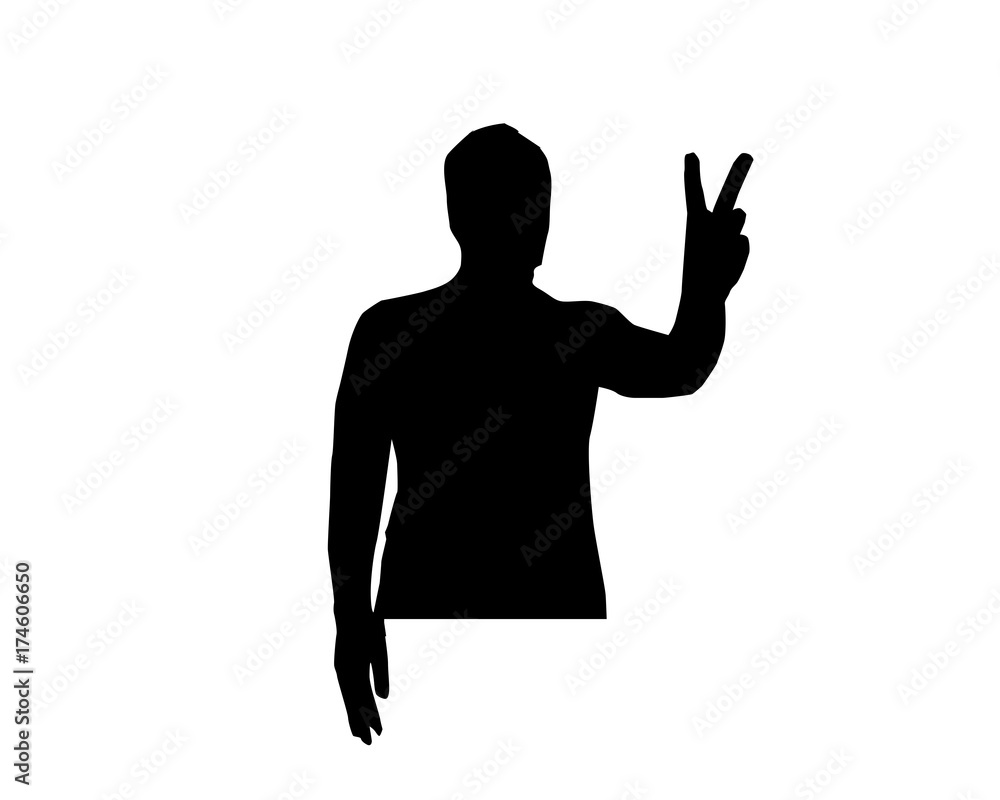 man show number two silhouette, illustration design, isolated on white background. 