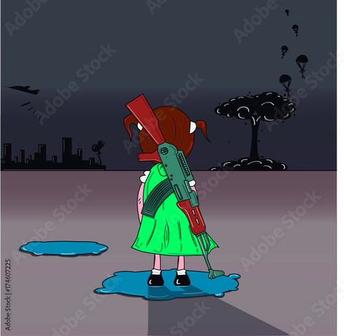 Niña inocente en la guerra