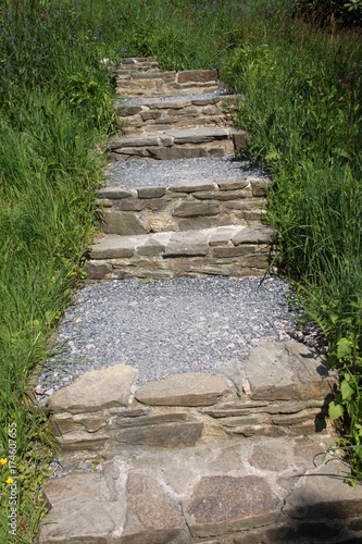 Stone steps lead up the hill