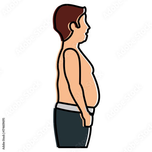 obese man without a shirt