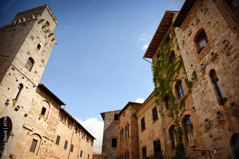 Old buildings in San Gimignano, Tuscany, Italy