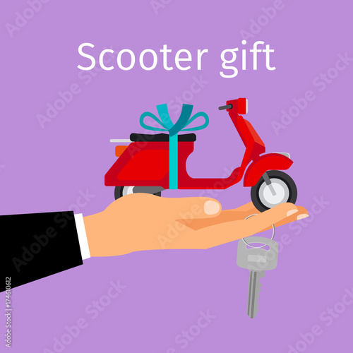 Man hand holding gift scooter
