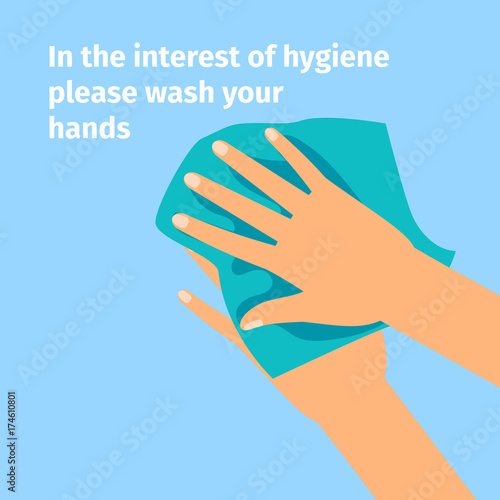 Hands and wet wipe