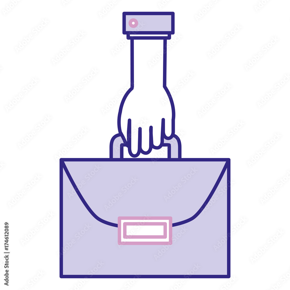 hand with portfolio briefcase isolated icon hand with portfolio briefcase isolated icon