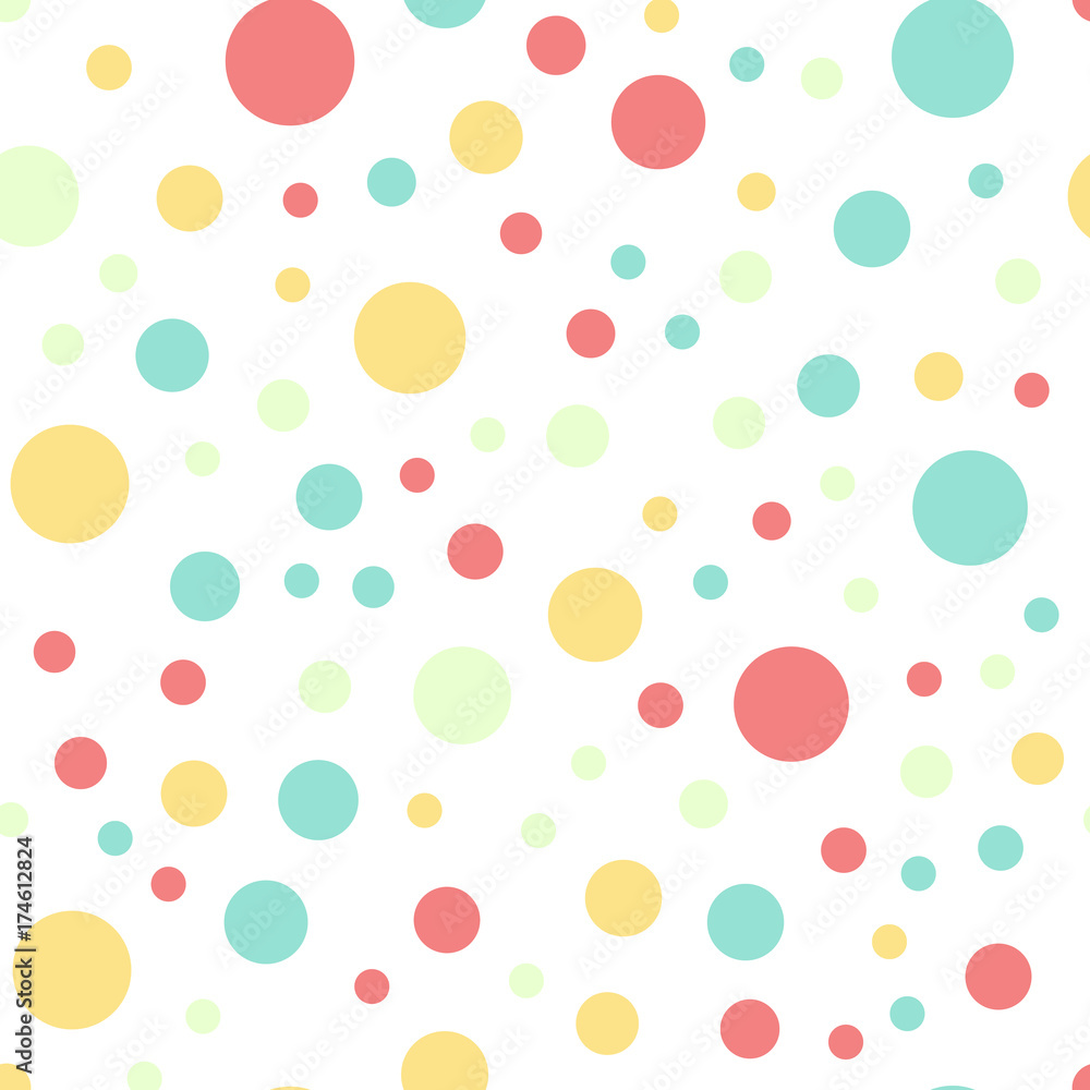 Colorful polka dots seamless pattern on black 16 background. Bizarre classic colorful polka dots textile pattern. Seamless scattered confetti fall chaotic decor. Abstract vector illustration. Colorful polka dots seamless pattern on black 16 background. Bizarre classic colorful polka dots textile pattern. Seamless scattered confetti fall chaotic decor. Abstract vector illustration.