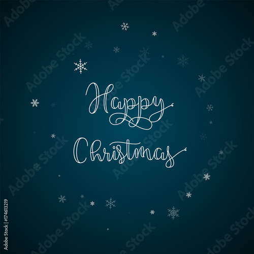 Happy Christmas greeting card. Sparse snowfall background. Sparse snowfall on blue background.great vector illustration.