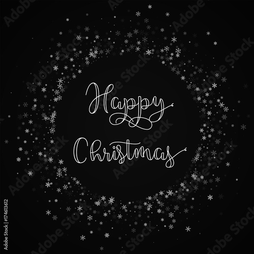 Happy Christmas greeting card. Beautiful snowfall background. Beautiful snowfall on black background.great vector illustration.