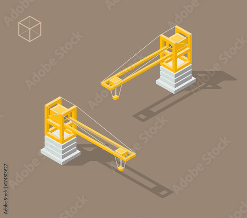 Isometric High Quality City Element on White Background . Crane