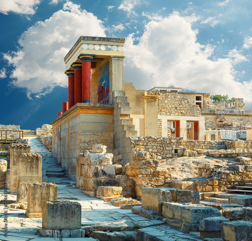 Knossos palace at Crete. Knossos Palace ruins. Heraklion, Crete, Greece