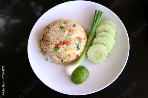 Thai food fried rice in a plate
