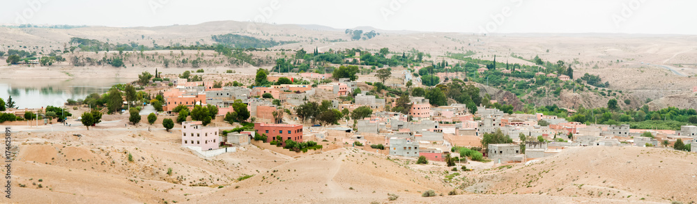 The village of Aguegour, with its dam, Al Haouz, Marrakech, Morocco,