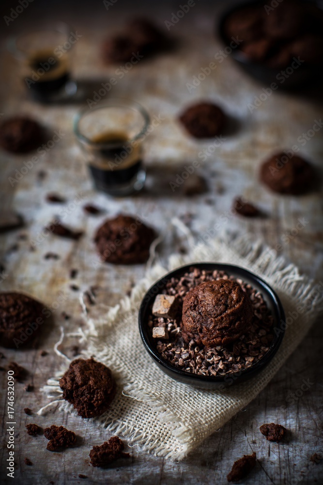 Chocolate cookies with cocoa nibs Chocolate cookies with cocoa nibs