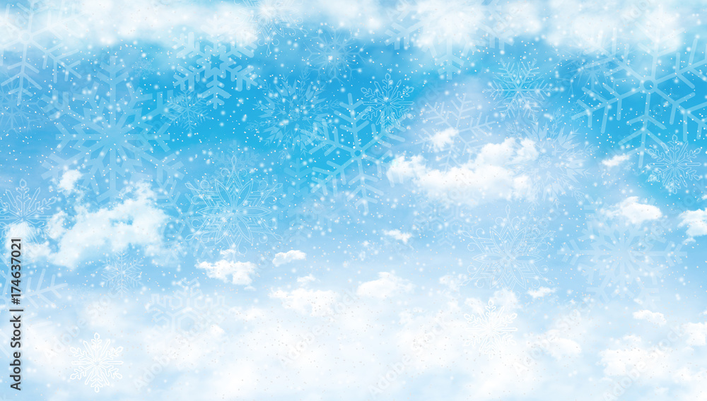 Blue sky with clouds and snow 3D Rendering Blue sky with clouds and snow 3D Rendering