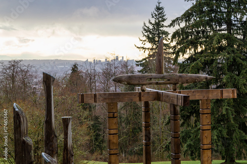 View from the park on top of Burnaby Mountain with Downtown Vancouver in the background.