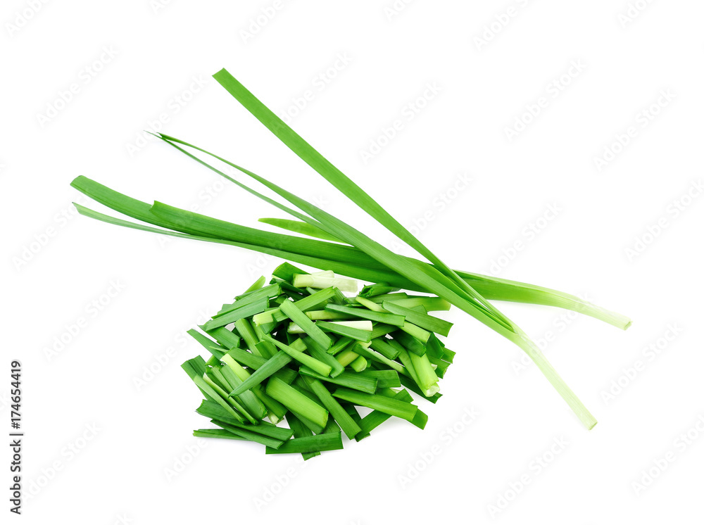 Garlic chives isolated on white background Garlic chives isolated on white background